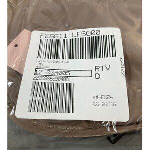 Lug Lay Flat Cosmetic Case in Sand Taupe with Colorful Paw Print and Navy Base -